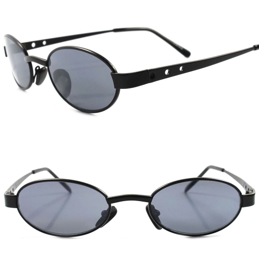 Old stock True Vintage 70s 80s Urban Fashion Mens Womens Black Oval Sunglasses